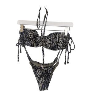 Victorias Secret Leopard Print Two Piece Swimsuit Bikini Women Size Medium